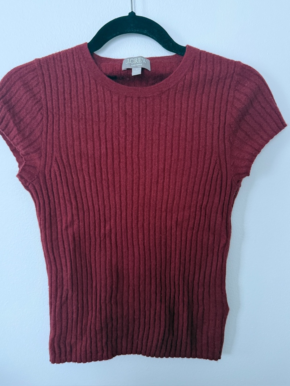 J. Crew Ribbed Short Sleeve Sweater Top - Wine